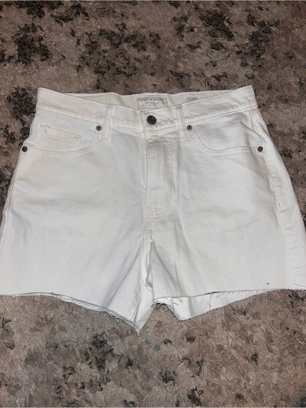 Lucky Brand White Denim Raw-Hem Shorts 90s loose short